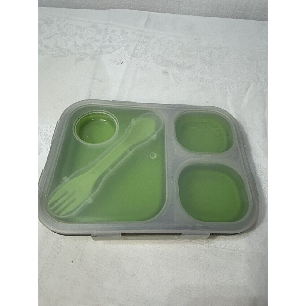 Eco Lunch Box Smart Planet Collapsible 3 Compartments w/ Utensil Spork